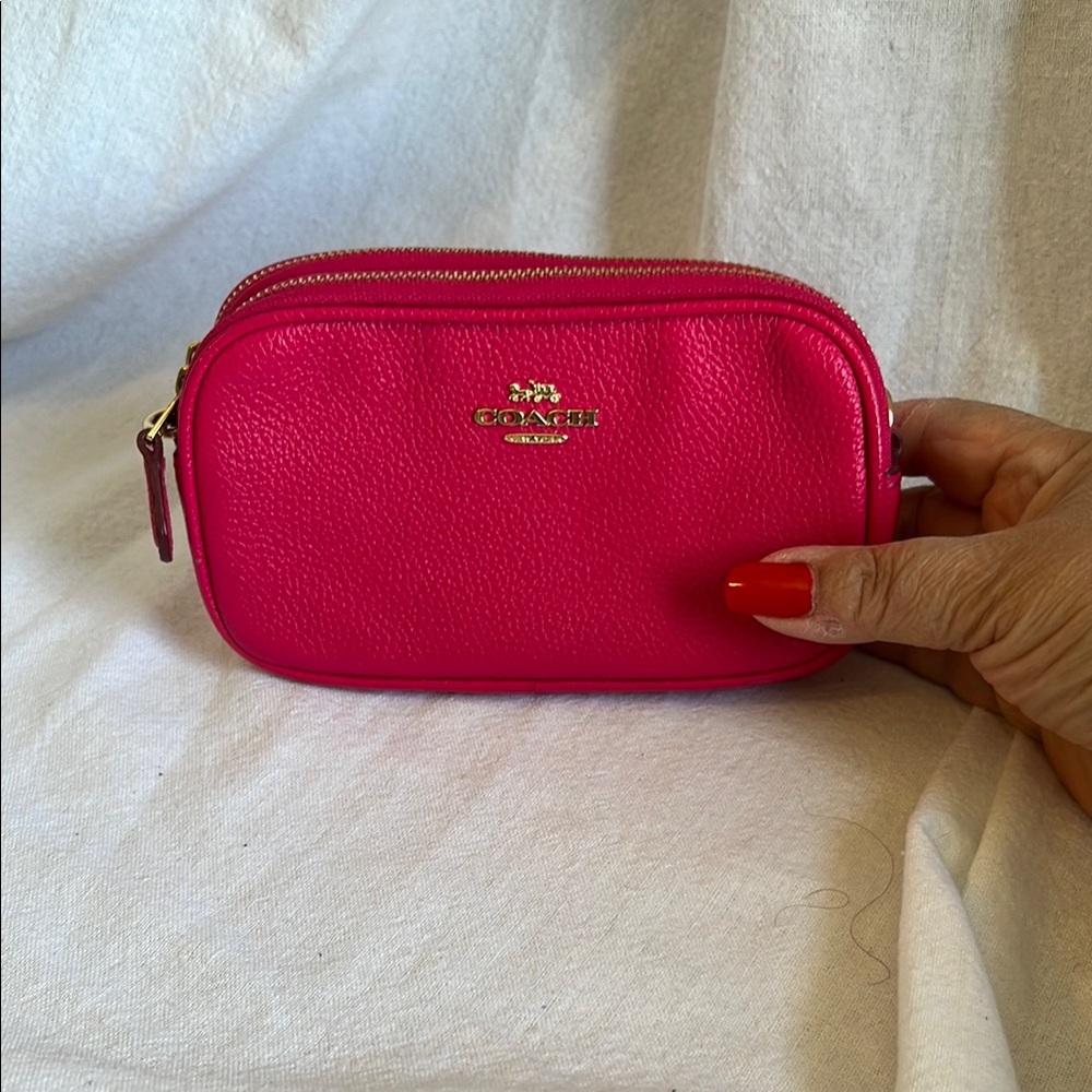 Coach Pink Cosmetic Bag with Gold Accents